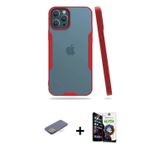 ieg™ iPhone 12 Pro Max Kılıf Atlas Asil Serisi - Şeffaf Temperli Cam Ekran Koruyucu + Sarı Renkli Ka