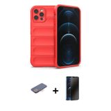ieg™ iPhone 12 Pro Max Kılıf Atlas Koleksiyonu - Siyah 3D Antistatik Hayalet Cam Ekran Koruyucu + Pe