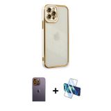 ieg™ iPhone 12 Pro Max Kılıf Çekirdek Klasik Serisi - Siyah 3D Antistatik Cam Ekran Koruyucu + Sarı