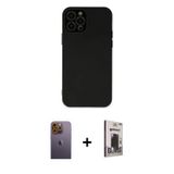 ieg™ iPhone 12 Pro Max Kılıf Çekirdek Modern Serisi - Siyah Bilvis Hayalet Cam Ekran Koruyucu + Sarı