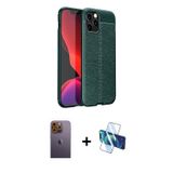 ieg™ iPhone 12 Pro Max Kılıf Doruk Klasik Özel Seri - Siyah 3D Antistatik Cam Ekran Koruyucu + Sarı