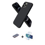 ieg™ iPhone 12 Pro Max Kılıf Kozmos Yansıma Özel Seri - Siyah 3D Antistatik Cam Ekran Koruyucu + Pem