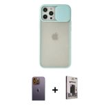ieg™ iPhone 12 Pro Max Kılıf Vadi Çizgi - Siyah Bilvis Hayalet Cam Ekran Koruyucu + Sarı Neon Fosfor