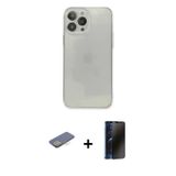 ieg™ iPhone 13 Pro Max Kılıf Ahenk Doku - Siyah 3D Antistatik Hayalet Cam Ekran Koruyucu + Sarı Renk