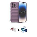 ieg™ iPhone 13 Pro Max Kılıf Atlas Koleksiyonu - Siyah 3D Antistatik Cam Ekran Koruyucu + Kırmızı Pe