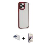 ieg™ iPhone 13 Pro Max Kılıf Eksen Doku Prime - Siyah Bilvis 3D Mat Cam Ekran Koruyucu + Lacivert Pe