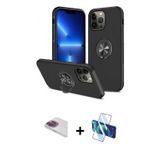 ieg™ iPhone 13 Pro Max Kılıf Odak Form Prime - Siyah 3D Antistatik Cam Ekran Koruyucu + Gökkuşağı Pe