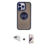 ieg™ iPhone 13 Pro Max Kılıf Yörünge Çizgi - Siyah Bilvis 3D Mat Cam Ekran Koruyucu + Sierra Blue Pe