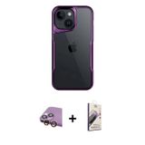 ieg™ iPhone 15 Kılıf Akış Çizgi Koleksiyonu - Siyah Bilvis 3D Mat Cam Ekran Koruyucu + Sarı Raze Met