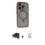 ieg™ iPhone 15 Pro Kılıf Ahenk Yansıma Özel Seri - Siyah Bilvis 0.18mm Plus Cam Ekran Koruyucu + Güm