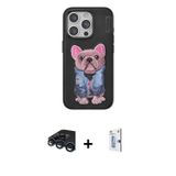 ieg™ iPhone 15 Pro Kılıf İz Minimal Koleksiyonu - Siyah Bilvis 0.18mm Plus Cam Ekran Koruyucu + Laci