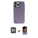 ieg™ iPhone 15 Pro Max Kılıf Ahenk Çizgi Prime - Siyah Buffer Hayalet Cam Ekran Koruyucu + Gri PVD M