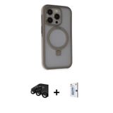 ieg™ iPhone 15 Pro Max Kılıf Ahenk Yansıma Özel Seri - Siyah Bilvis 0.18mm Plus Cam Ekran Koruyucu +