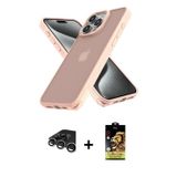 ieg™ iPhone 15 Pro Max Kılıf Atlas Form - Siyah Buffer Cam Ekran Koruyucu + Gümüş Raze Metal Kamera