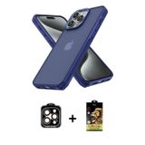 ieg™ iPhone 15 Pro Max Kılıf Atlas Form - Siyah Buffer Cam Ekran Koruyucu + Turuncu PVD Metal Kamera