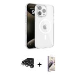 ieg™ iPhone 15 Pro Max Kılıf Doruk Doku Özel Seri - Siyah Bilvis 3D Mat Cam Ekran Koruyucu + Gümüş R