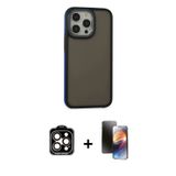 ieg™ iPhone 15 Pro Max Kılıf Eksen Işık - Siyah 3D Antistatik Mat Seramik Nano Ekran Koruyucu + Turu