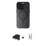 ieg™ iPhone 15 Pro Max Kılıf Kozmos Çizgi Prime - Siyah Bilvis 0.18mm Plus Cam Ekran Koruyucu + Tita