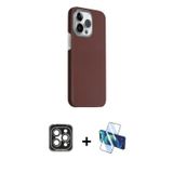 ieg™ iPhone 15 Pro Max Kılıf Kozmos Klasik Prime - Siyah 3D Antistatik Cam Ekran Koruyucu + Gri PVD