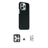 ieg™ iPhone 15 Pro Max Kılıf Kozmos Klasik Prime - Siyah Bilvis 0.18mm Plus Cam Ekran Koruyucu + Güm