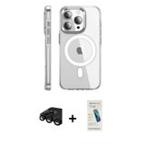 ieg™ iPhone 15 Pro Max Kılıf Nova Doku - Şeffaf Pasifik Cam Ekran Koruyucu + Siyah Raze Metal Kamera