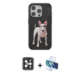 ieg™ iPhone 15 Pro Max Kılıf Nova Form Koleksiyonu - Siyah 3D Antistatik Cam Ekran Koruyucu + Siyah