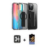 ieg™ iPhone 15 Pro Max Kılıf Nova Işık Koleksiyonu - Siyah Buffer Hayalet Cam Ekran Koruyucu + Gri P