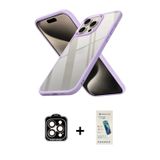ieg™ iPhone 15 Pro Max Kılıf Nova Işık Serisi - Şeffaf Pasifik Cam Ekran Koruyucu + Turuncu PVD Meta