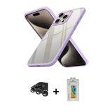 ieg™ iPhone 15 Pro Max Kılıf Nova Işık Serisi - Siyah Polymer Nano Ekran Koruyucu + Gümüş Raze Metal