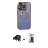 ieg™ iPhone 15 Pro Max Kılıf Pusula Form - Siyah Bilvis Hayalet Cam Ekran Koruyucu + Gümüş Raze Meta