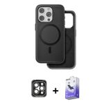 ieg™ iPhone 15 Pro Max Kılıf Pusula Işık Koleksiyonu - Siyah Bilvis 5in1 5D Magic Hayalet Cam Ekran