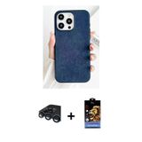 ieg™ iPhone 15 Pro Max Kılıf Pusula Modern - Siyah Buffer Hayalet Cam Ekran Koruyucu + Lacivert Raze