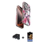 ieg™ iPhone 15 Pro Max Kılıf Siluet Doku - Siyah Buffer Hayalet Cam Ekran Koruyucu + Lacivert Raze M