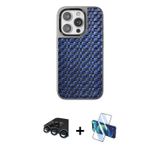 ieg™ iPhone 15 Pro Max Kılıf Siluet Form Serisi - Siyah 3D Antistatik Cam Ekran Koruyucu + Lacivert