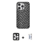 ieg™ iPhone 15 Pro Max Kılıf Vadi Özel Seri - Siyah Bilvis 0.18mm Plus Cam Ekran Koruyucu + Lacivert