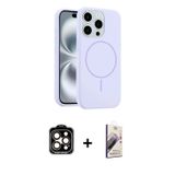ieg™ iPhone 15 Pro Max Kılıf Yankı Form Serisi - Siyah Bilvis 3D Mat Cam Ekran Koruyucu + Turuncu PV
