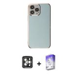 ieg™ iPhone 15 Pro Max Kılıf Yankı Serisi - Siyah Bilvis 5in1 3D Magic Cam Ekran Koruyucu + Gri PVD