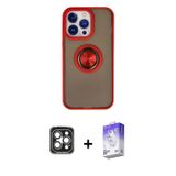 ieg™ iPhone 15 Pro Max Kılıf Yörünge Çizgi - Siyah Bilvis 5in1 3D Magic Cam Ekran Koruyucu + Gri PVD