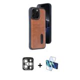 ieg™ iPhone 15 Pro Max Kılıf Yörünge Işık Serisi - Siyah 3D Antistatik Cam Ekran Koruyucu + Gümüş PV