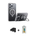 ieg™ iPhone 15 Pro Max Kılıf Zirve Çizgi Prime - Siyah Polymer Nano Ekran Koruyucu + Titanyum Gri Ra
