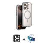 ieg™ iPhone 15 Pro Max Kılıf Zirve Klasik Prime - Siyah 3D Antistatik Cam Ekran Koruyucu + Siyah PVD