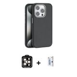 ieg™ iPhone 15 Pro Max Kılıf Zirve Modern Prime - Siyah Bilvis 0.18mm Plus Cam Ekran Koruyucu + Turu