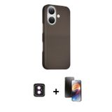 ieg™ iPhone 16 Kılıf Kozmos Klasik Prime - Siyah 3D Antistatik Mat Seramik Nano Ekran Koruyucu + Pem