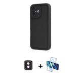 ieg™ iPhone 16 Kılıf Yankı Yansıma Özel Seri - Siyah 3D Antistatik Seramik Nano Ekran Koruyucu + Pem