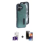 ieg™ iPhone 16 Kılıf Yörünge Işık Serisi - Siyah 3D Antistatik Mat Seramik Nano Ekran Koruyucu + Pem