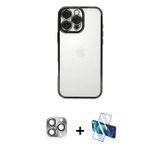 ieg™ iPhone 16 Pro Max Kılıf Vadi Minimal - Siyah 3D Antistatik Seramik Nano Ekran Koruyucu + Gri Pe