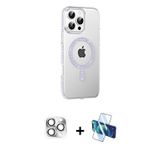 ieg™ iPhone 16 Pro Max Kılıf Yörünge Koleksiyonu - Siyah 3D Antistatik Cam Ekran Koruyucu + Gümüş Pe