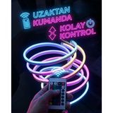 ieg™ RGB Akıllı LED Neon Şerit Işık 3 Metre Uzaktan Kumandalı ve Telefon Kontrollü Renkli A