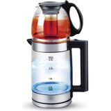 Ierfa Cam Çay Makinesi Kettle - Su Isıtıcı (Demlik Filtreli ve LED Işıklı)