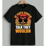 If Cats Could Kedi Gozluk Baskılı Unisex Erkek Kadın Oversize Tişört Siyah - M